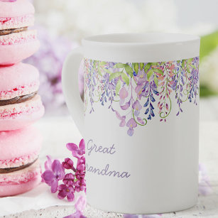 Taza De Porcelana Gran Abuela - Flores histeriales de color púrpura