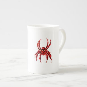 Taza De Porcelana Gran Araña Roja Espantosa