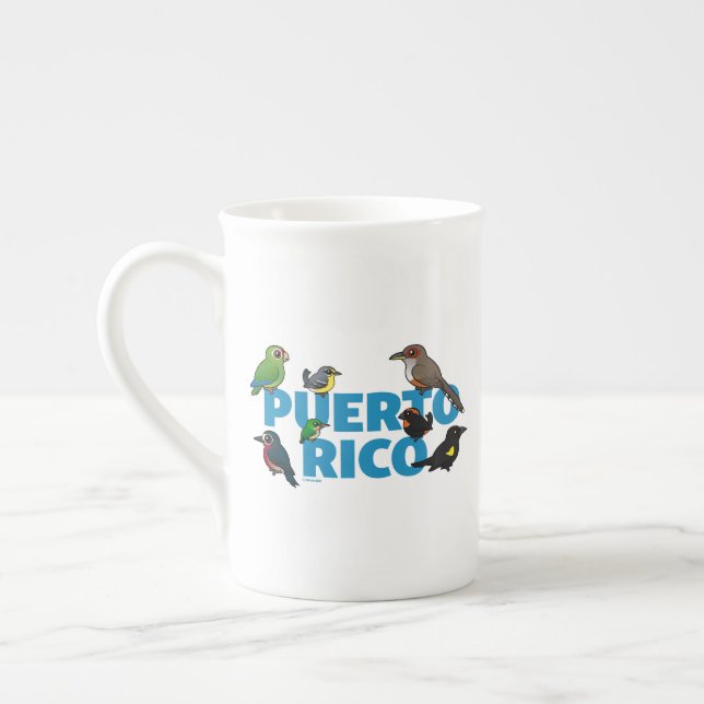 Taza De Porcelana Gran hazaña de Puerto Rico. Aves endémicas (Izquierda)