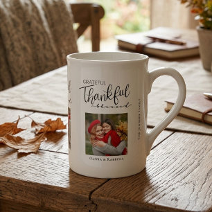Taza De Porcelana Grateful Thankful Blessed Familia Foto Moderna