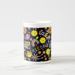 Taza De Porcelana Groovy, años 90 retro, negro