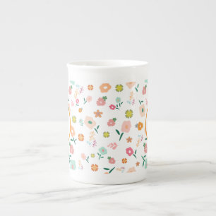 Taza De Porcelana Groovy Retro Daisy Flores Patrón Boho Floral