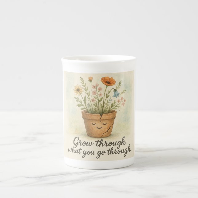 Taza De Porcelana Grow Through What You Go Through (Frente)