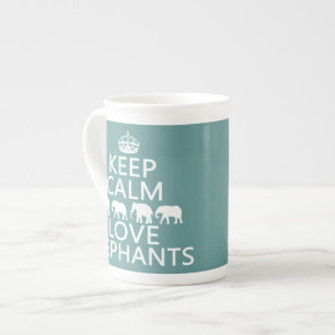 Taza De Porcelana Guarde la calma y ame los elefantes (los colores