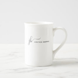Taza De Porcelana Guión elegante Monograma moderno simple personaliz