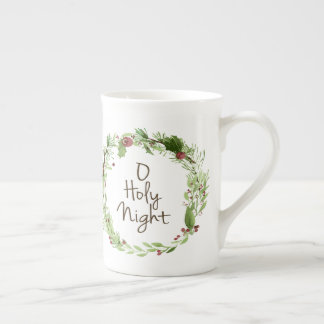Taza De Porcelana guirnalda santa de la acuarela de la noche de o