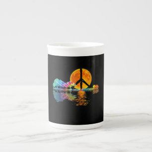 Taza De Porcelana Guitar Lake Shadow Peace Love Guitar Hippie
