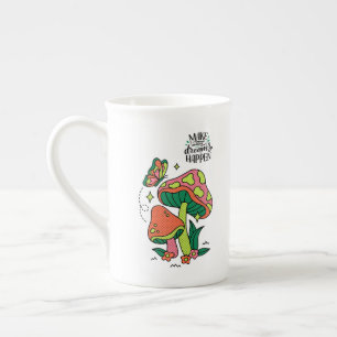 Taza De Porcelana Hacer que los sueños ocurran Mariposa colorida