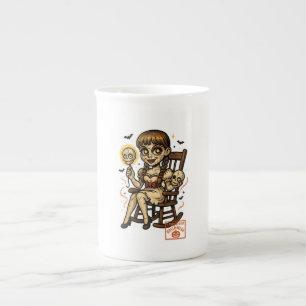 Taza De Porcelana Halloween, una muñeca hinchada de alfiler, espeluz
