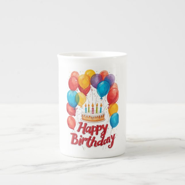 Taza De Porcelana Happy Birthday (Frente)