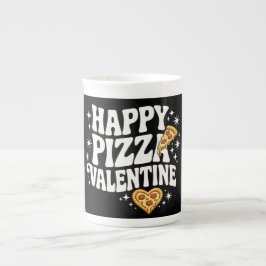 Taza De Porcelana Happy Pizza Valentine Funny Pizza Love Design