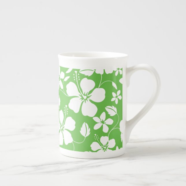 TAZA DE PORCELANA HAWAIAN HULA (HIBISCO) LIME BONE CHINA MUG (Derecha)