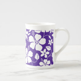 TAZA DE PORCELANA HAWAIIAN HULA (HIBISCO) PURPLE BONE CHINA MUG