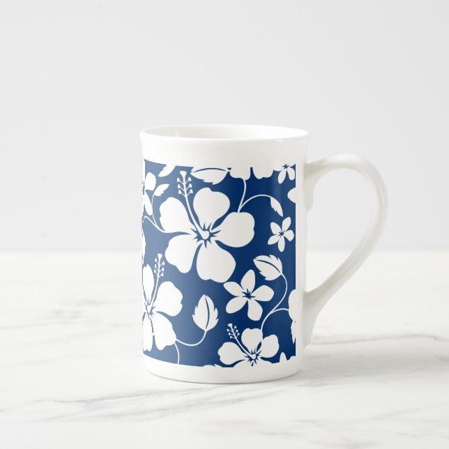 TAZA DE PORCELANA HAWAIIAN HULA (HIBISCUS) NAVY (Derecha)