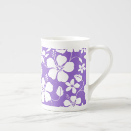 TAZA DE PORCELANA HAWAIIAN HULA (HIBISCUS) PURPLE LUMINOSO