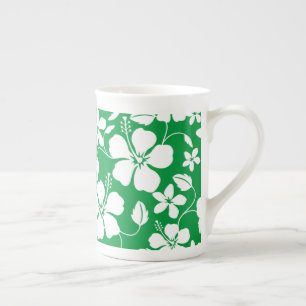 TAZA DE PORCELANA HAWAIIAN HULA (HIBISCUS) VERDE