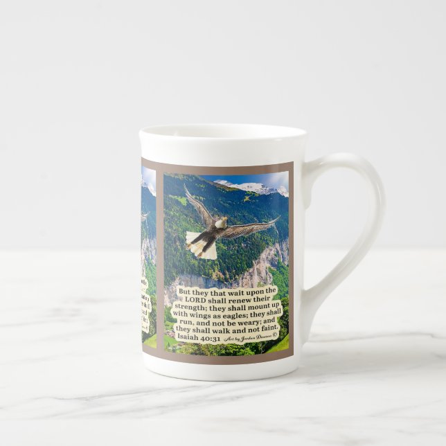Taza De Porcelana Hermosa Escritura de Águila Isaías 40:31 (Derecha)