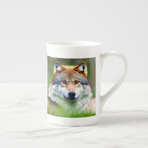 Taza De Porcelana Hermosa pintura en la cabeza de Wolf