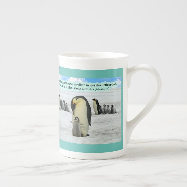 Taza De Porcelana Hermosas Escrituras Pingüinas 1 Juan 4:16 (Derecha)