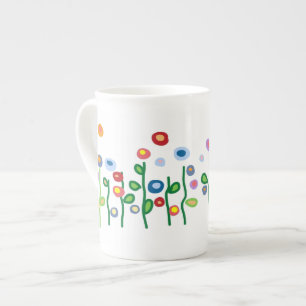 Taza De Porcelana Hermosas flores de arte brillantes joyas
