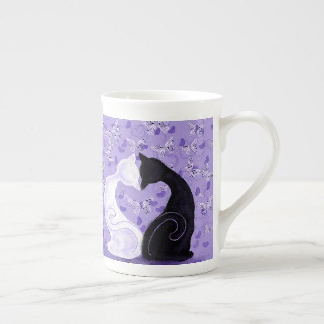 Taza De Porcelana Hermoso amor Mug Pareja Gato - Abrazo (Derecha)