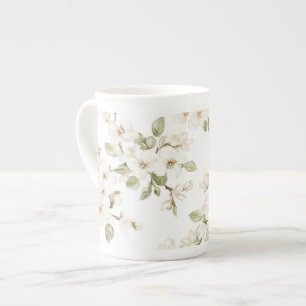 Taza De Porcelana Hermoso árbol florido de crema