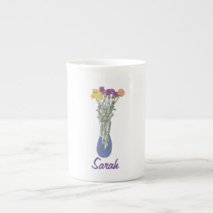 Taza De Porcelana Hermoso Ilustracion de flores originales