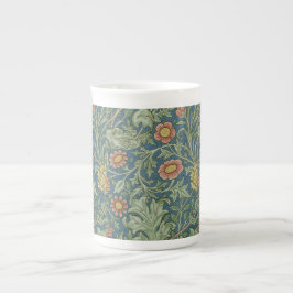 Taza De Porcelana Hermoso patrón floral William Morris Rosa Verde