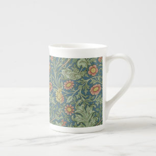 Taza De Porcelana Hermoso patrón floral William Morris Rosa Verde