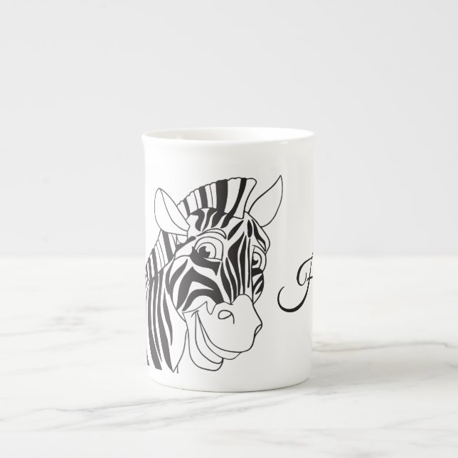 Taza De Porcelana "Hi" Lettering Lovely Zebra Black & White trendy (Frente)