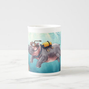 Taza De Porcelana Hipopótamo de buceo bajo el agua