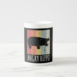 Taza De Porcelana Hippo Enojado Retro - Hipopótamo Vintage