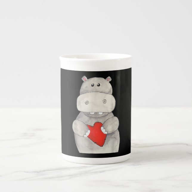 Taza De Porcelana Hippopótamo cutáneo| Love Hippo (Frente)