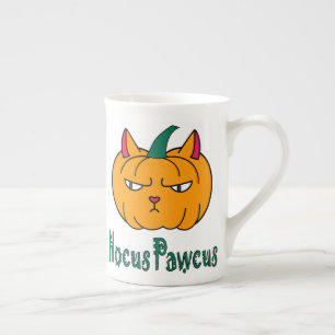 Taza De Porcelana Hocucus pawcus Halloween calabaza ginger cat magia