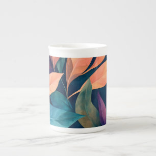 Taza De Porcelana Hojas abstractas coloridas