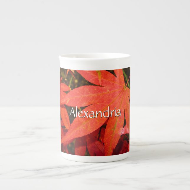 Taza De Porcelana Hojas de arce de Crimson - Personalizadas (Frente)