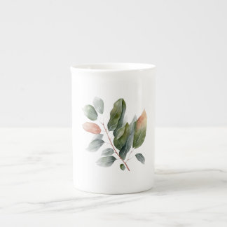 Taza De Porcelana Hojas de eucalipto acuarela