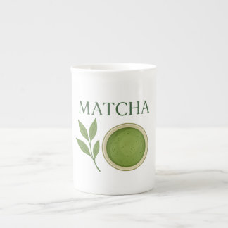 Taza De Porcelana Hojas de Matcha y ilustracion de té