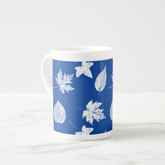 Taza De Porcelana Hojas otoñales - azul blanco y cobalto (Izquierda)