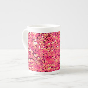 Taza De Porcelana Hojas otoñales, tonos rojos y naranjas