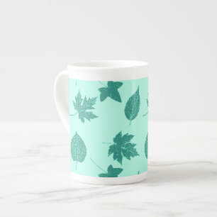 Taza De Porcelana Hojas otoñales - turquesa y aqua