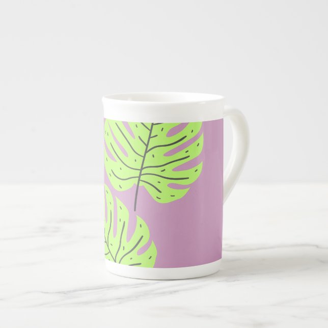 Taza De Porcelana Hojas Verdes   (Derecha)