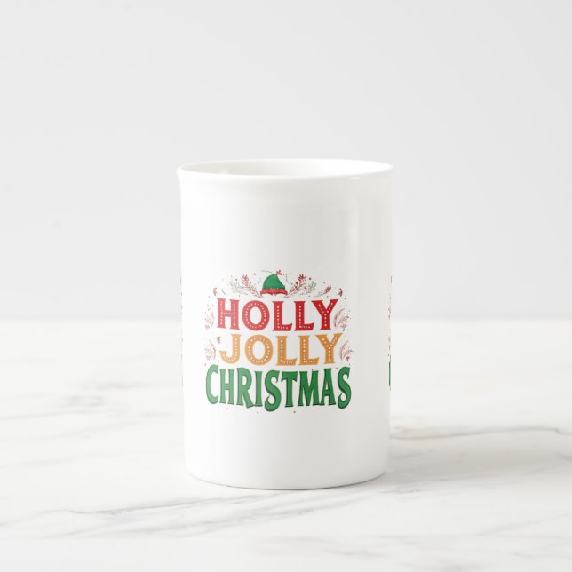 Taza De Porcelana Holly Jolly Navidades huelen a China Mug (Frente)