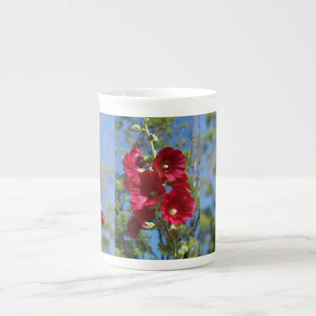 Taza De Porcelana Hollyhocks hueso china mug (Frente)