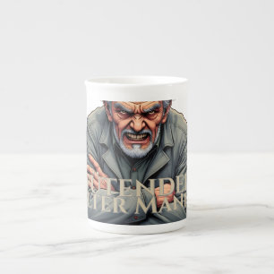 Taza De Porcelana Hombre anciano enfadado - Ilustración de dibujos a