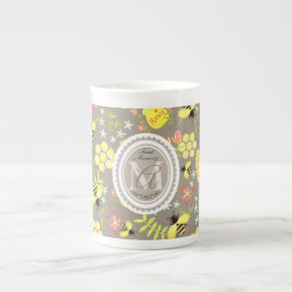 Taza De Porcelana Honey Bee Gray