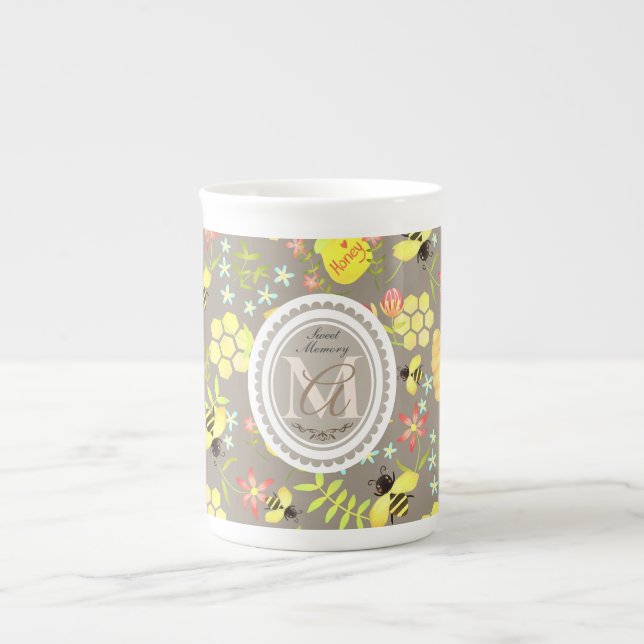 Taza De Porcelana Honey Bee Gray (Frente)