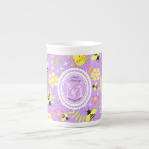 Taza De Porcelana Honey Bee Purple