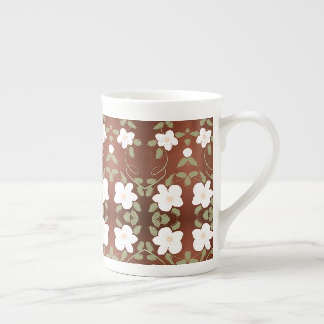 Taza De Porcelana Honey Brown florió café de China Mug (Derecha)