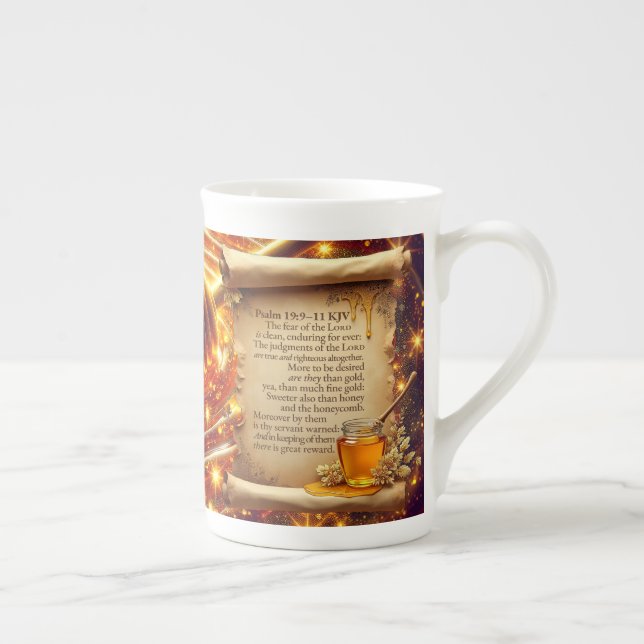 Taza De Porcelana Honey Swirl | Salmo 19:9-11 KJV Mug (Derecha)